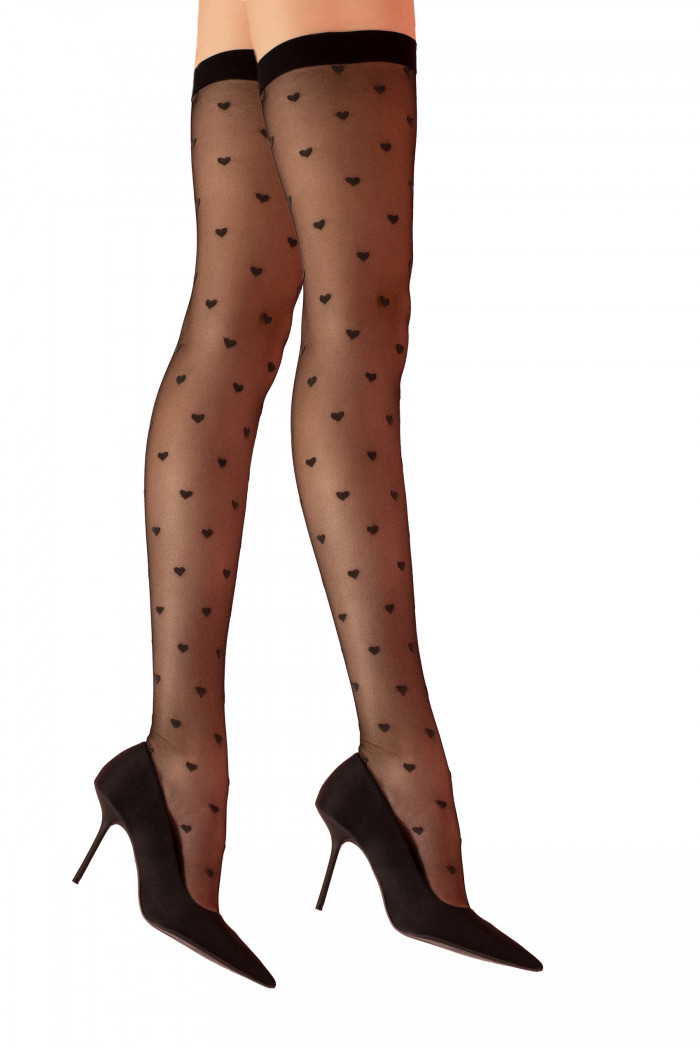 Чулки под пояс в сердечки Fiore LOVE BOOSTER 15 den  — Заказать онлайн с доставкой