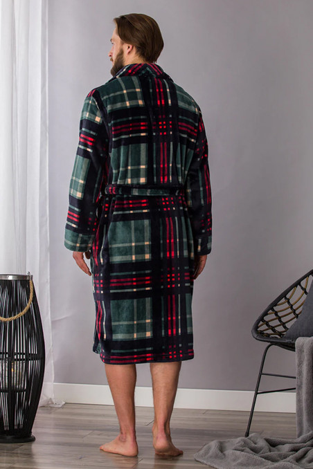 Халат мужской теплый в клетку Key MGL 476 B21  — Заказать онлайн с доставкой