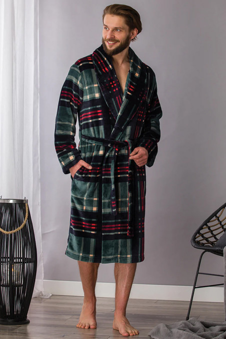 Халат мужской теплый в клетку Key MGL 476 B21  — Заказать онлайн с доставкой