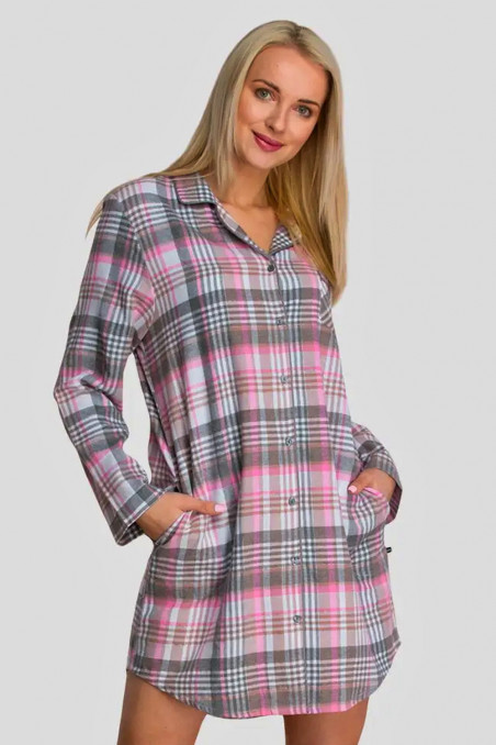 Платье-рубашка фланелевая в клетку Key LND 423 B21  — Заказать онлайн с доставкой