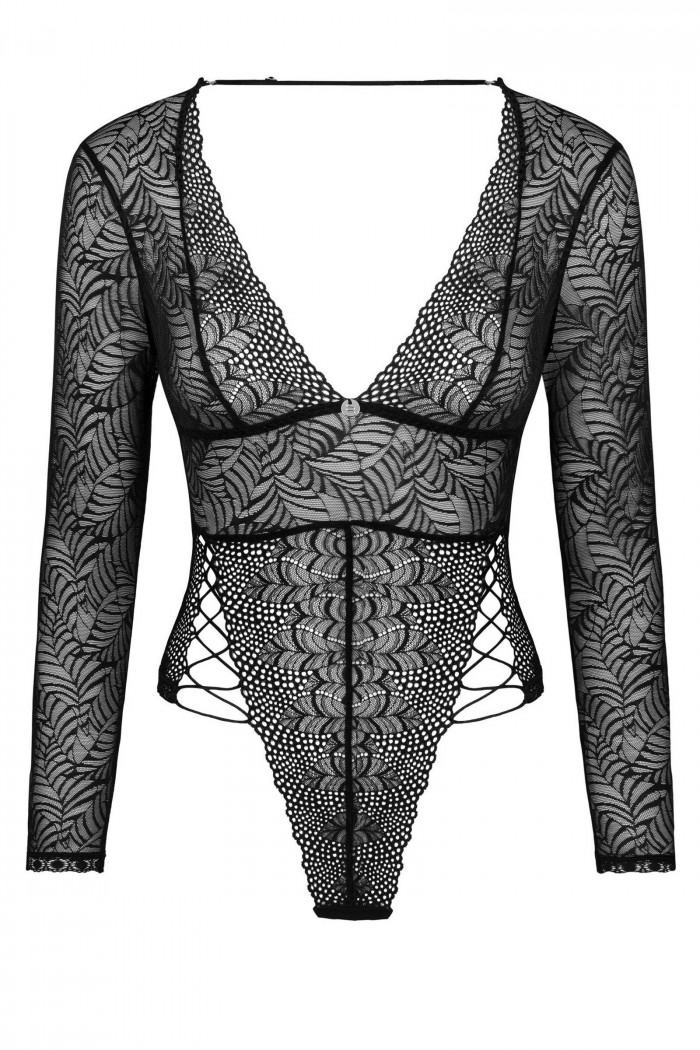 Боди кружевное с длинным рукавом Obsessive Merlys  — Заказать онлайн с доставкой