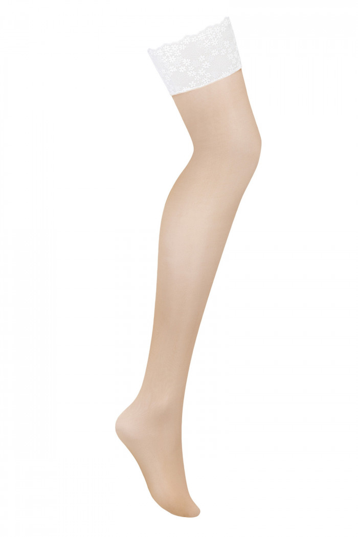 Чулки прозрачные с белой коронкой Obsessive Heavenlly  — Заказать онлайн с доставкой