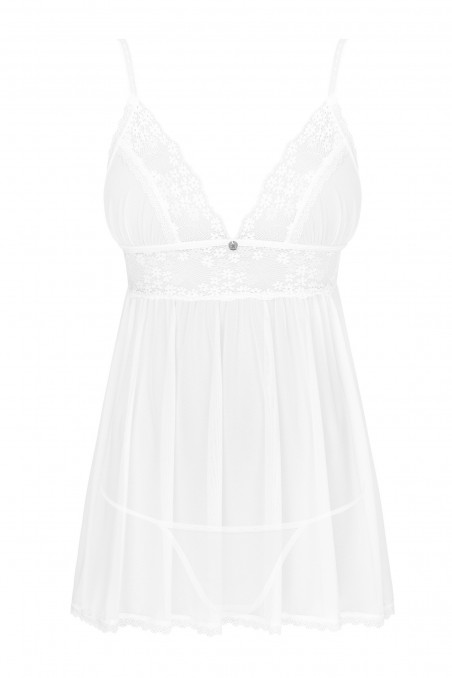 Прозора біла сорочка з трусиками Obsessive Heavenlly babydoll — Купити в Dorin.shop | Ціна, Фото