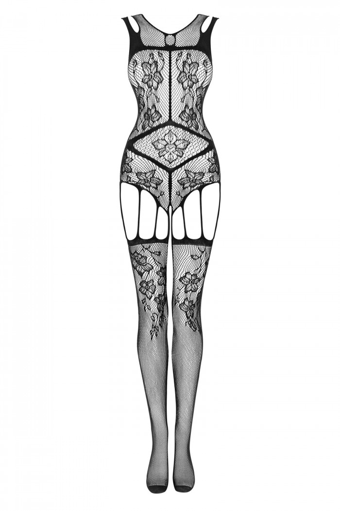 Комбинезон-сетка ажурный с чулками Obsessive F239  — Заказать онлайн с доставкой