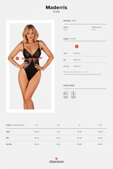 Боді мереживне Obsessive Maderris — Купити в Dorin.shop | Ціна, Фото