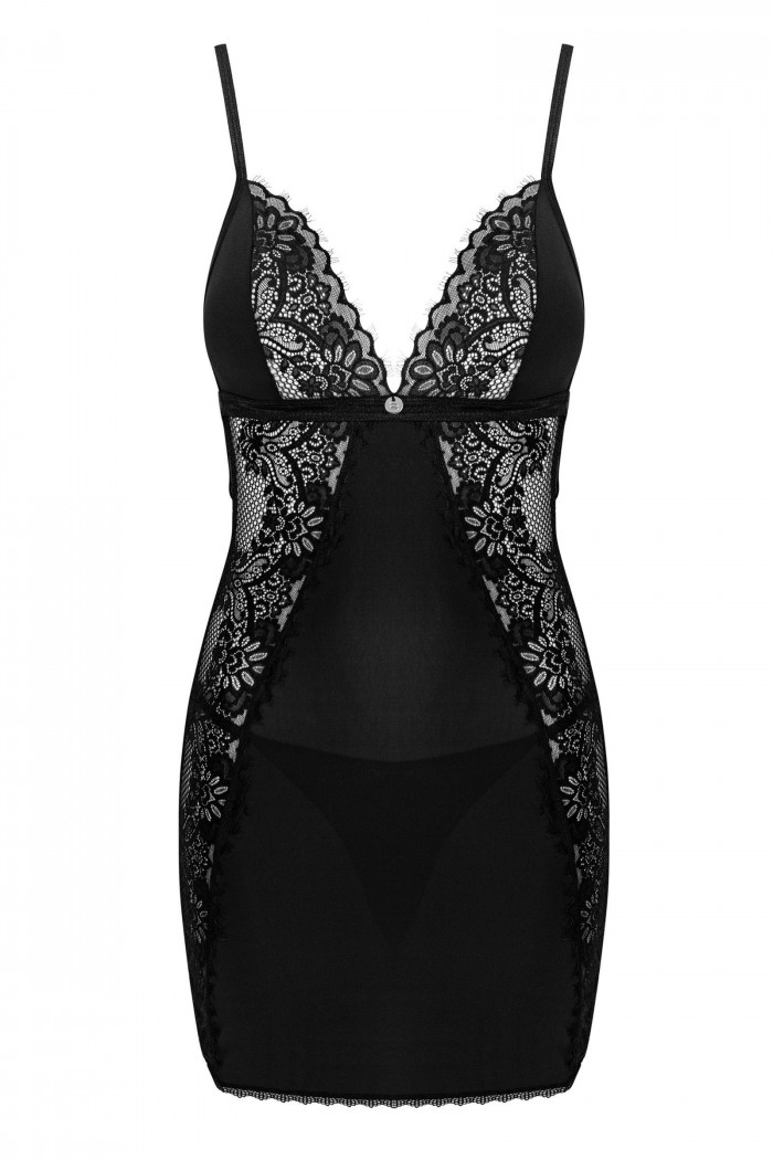 Комбинация сатиновая с трусиками Obsessive Maderris chemise  — Заказать онлайн с доставкой