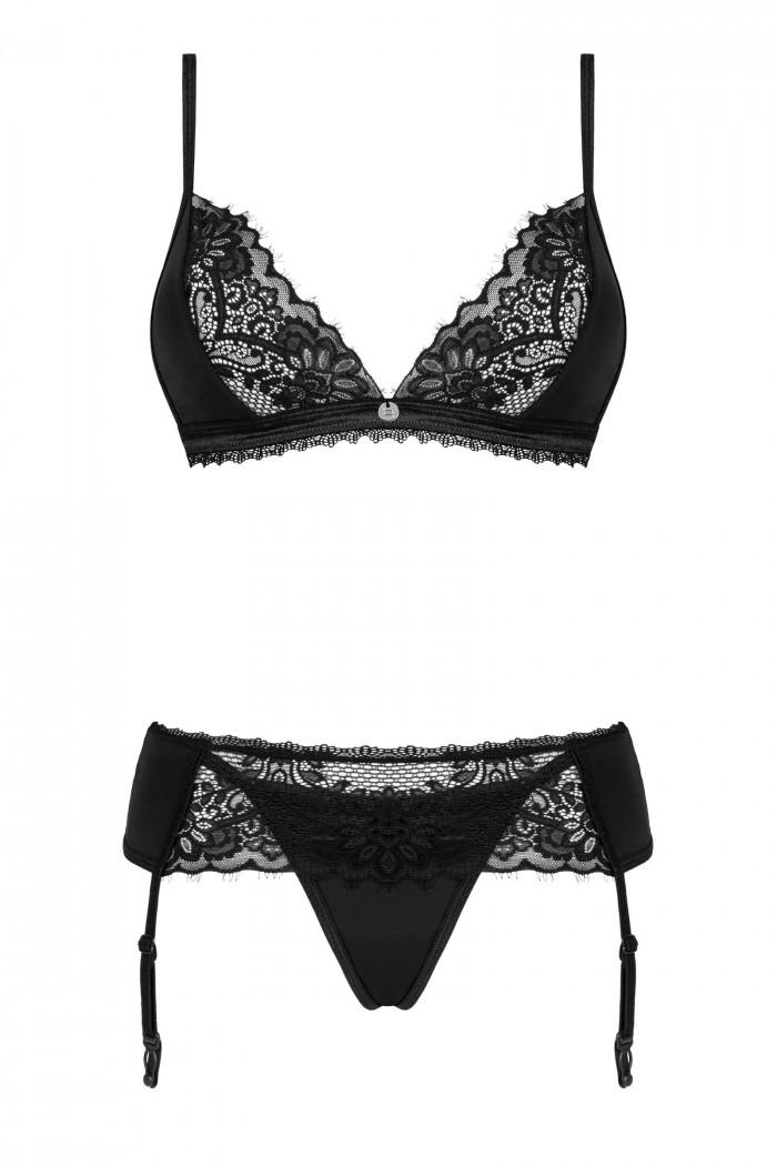 Комплект белья кружевной с поясом Obsessive Maderris set  — Заказать онлайн с доставкой