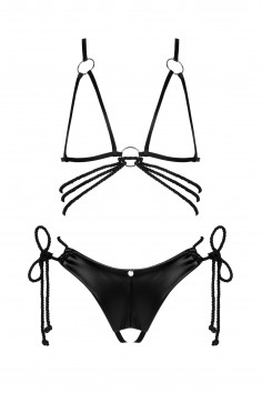 Комплект белья открытый из эко-кожи Obsessive Cordellis set otwarty  — Заказать онлайн с доставкой 2