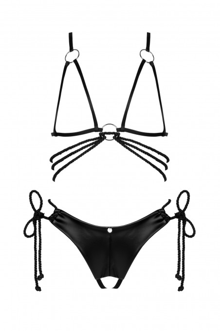 Комплект білизни відкритий із еко-шкіри Obsessive Cordellis set otwarty — Купити в Dorin.shop | Ціна, Фото
