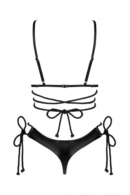 Комплект білизни відкритий із еко-шкіри Obsessive Cordellis set otwarty — Купити в Dorin.shop | Ціна, Фото