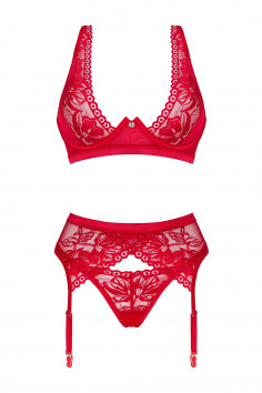 Комплект белья кружевной с поясом Obsessive Lacelove set  — Заказать онлайн с доставкой 2