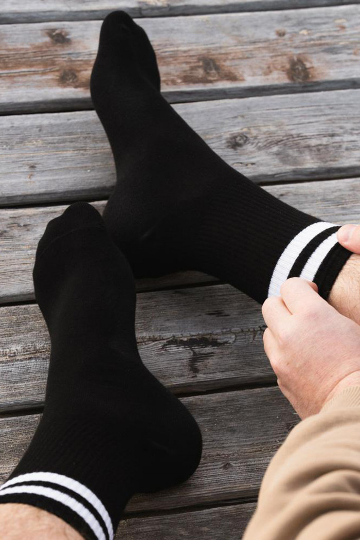 Носки высокие спортивные с полосками Steven 057 Sport  — Заказать онлайн с доставкой