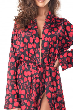 Халатик атласный длинный в сердечки Anais Morgan one robe  — Заказать онлайн с доставкой 2