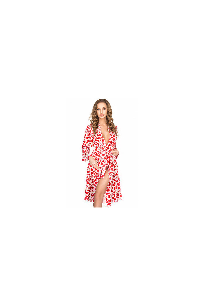 Халатик атласний подовжений в сердечки Anais Inezza one robe • Dorin.shop