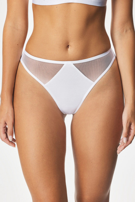 Трусики-бразиліана із сіточкою Kinga Lou S-932/2 Bianco — Купити в Dorin.shop | Ціна, Фото