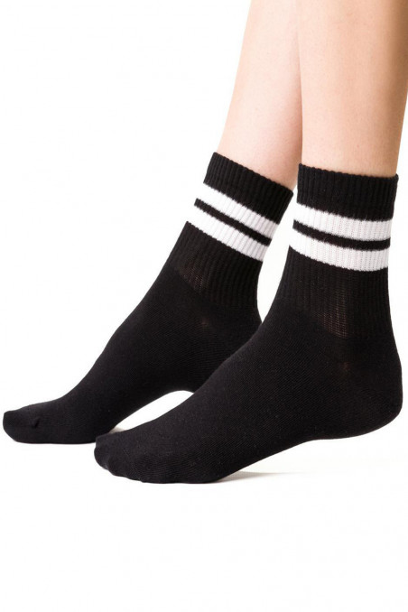 Носки женские спортивные с полосками Steven 026 Sport Black  — Заказать онлайн с доставкой