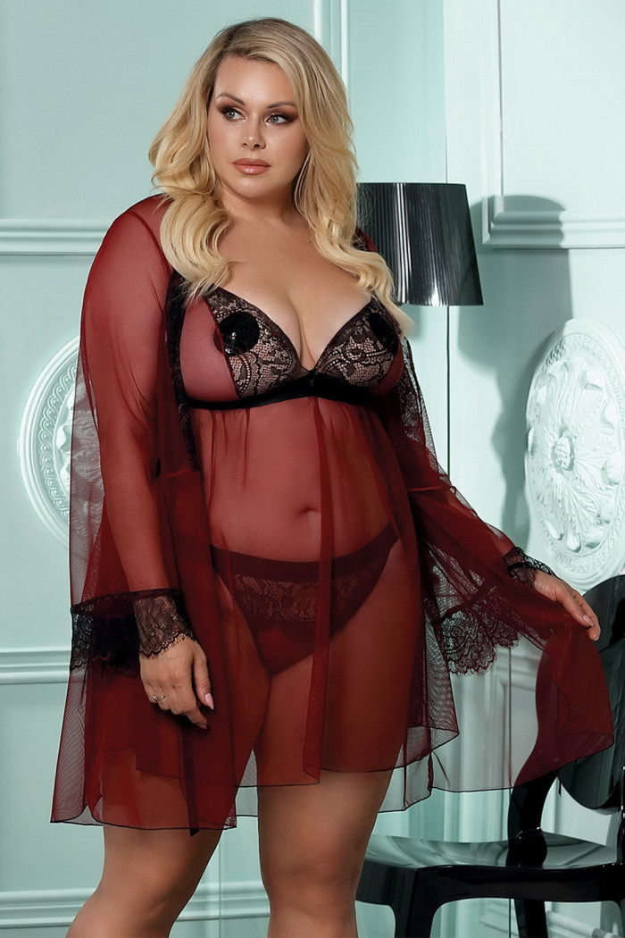 Халатик-пеньюар полупрозрачный большого размера Anais Arabella  — Заказать онлайн с доставкой