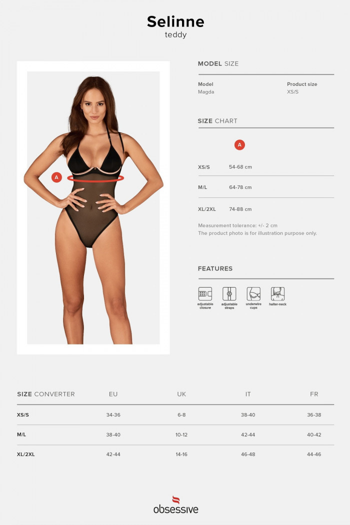 Боди полупрозрачное Obsessive Selinne  — Заказать онлайн с доставкой