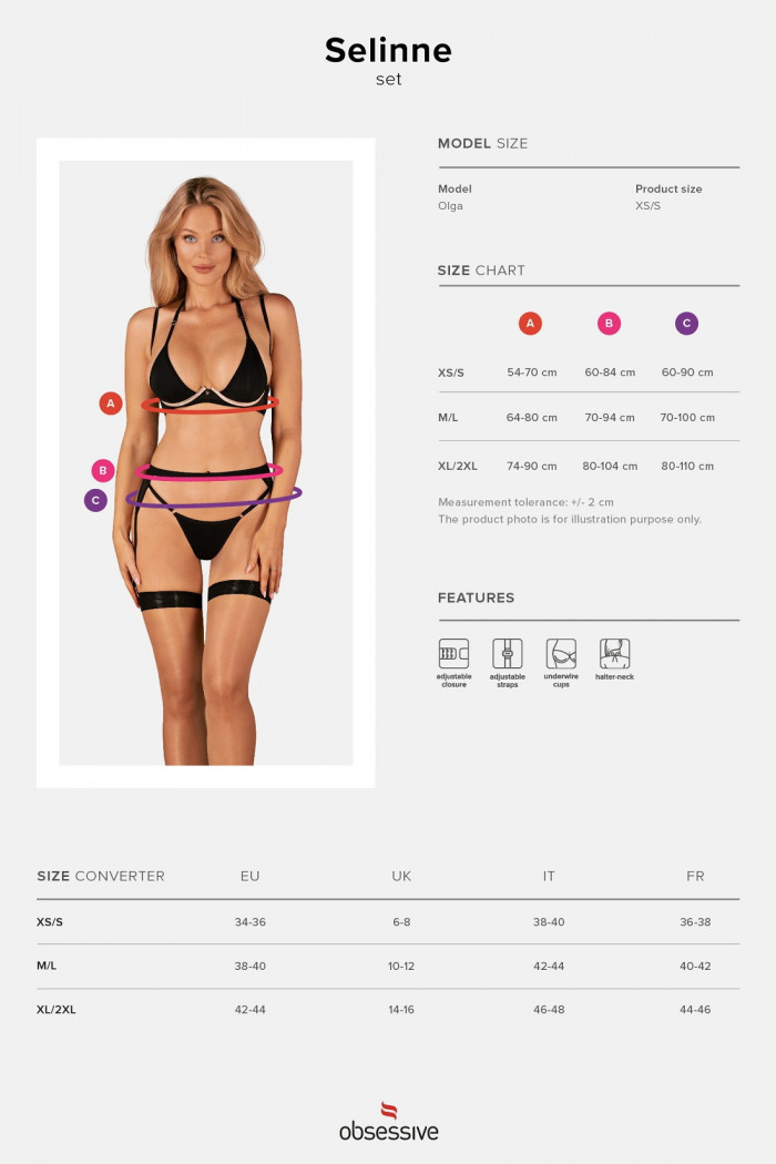 Комплект белья с поясом Obsessive Selinne set  — Заказать онлайн с доставкой