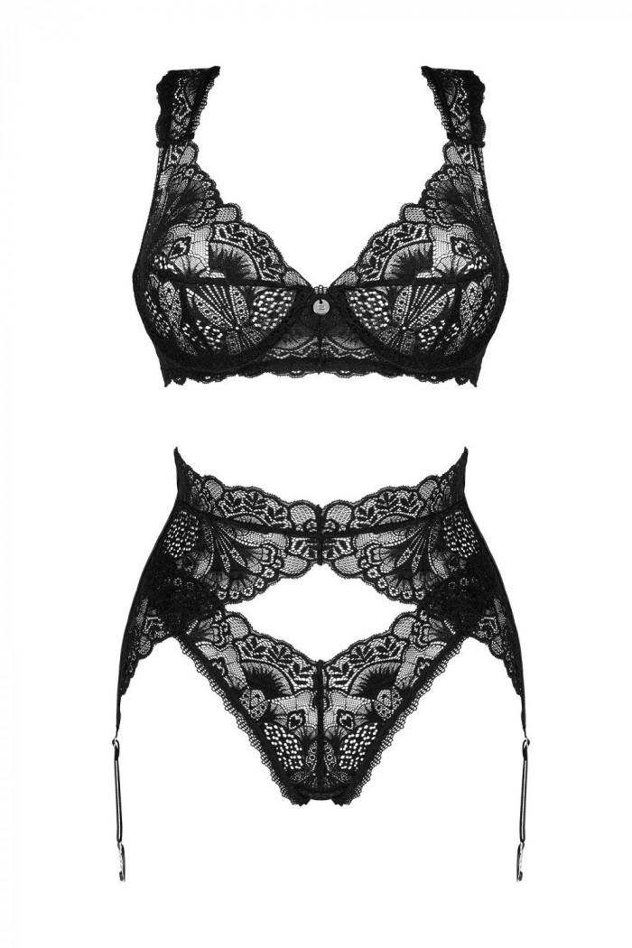 Комплект белья кружевной с поясом Obsessive Donna Dream set  — Заказать онлайн с доставкой