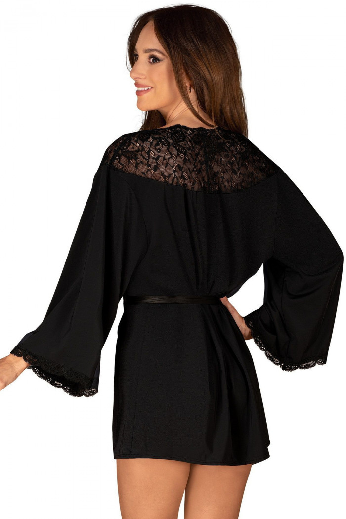 Халат сатиновый с широкими рукавами Obsessive Bellastia peignoir  — Заказать онлайн с доставкой