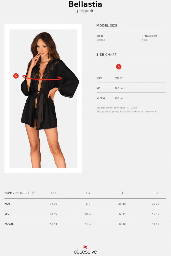 Халат сатиновый с широкими рукавами Obsessive Bellastia peignoir  — Заказать онлайн с доставкой