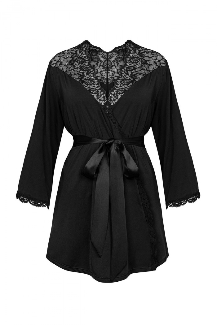 Халат сатиновый с широкими рукавами Obsessive Bellastia peignoir  — Заказать онлайн с доставкой