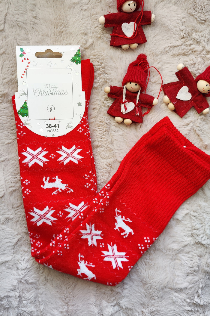 Высокие гольфы-Чулки рождественские красные Aura.Via NC682  — Заказать онлайн с доставкой