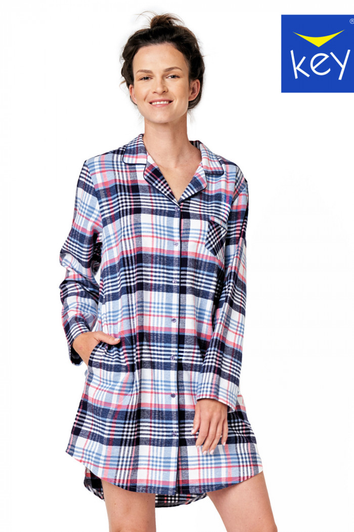 Платье-рубашка фланелевая в клетку Key LND 454 B23  — Заказать онлайн с доставкой