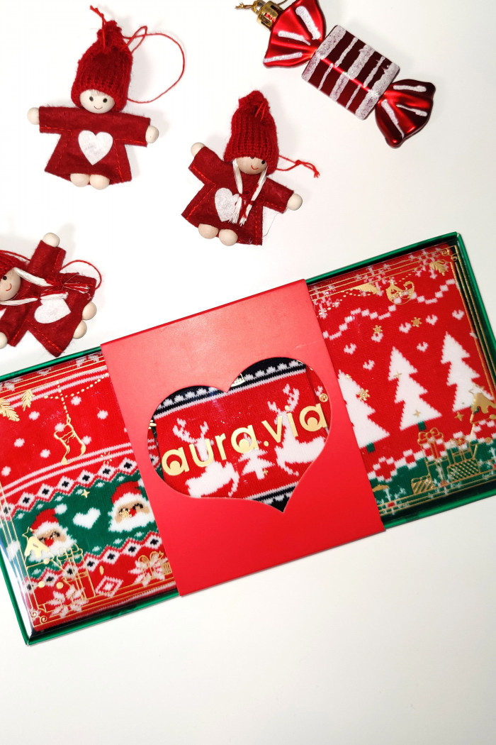 Набор носков подарочный с новогодним принтом Aura.Via SNX1  — Заказать онлайн с доставкой