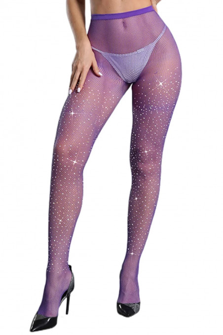 Колготки в сетку со стразами фиолетовые Sanpellegrino 6201 Boston  — Заказать онлайн с доставкой