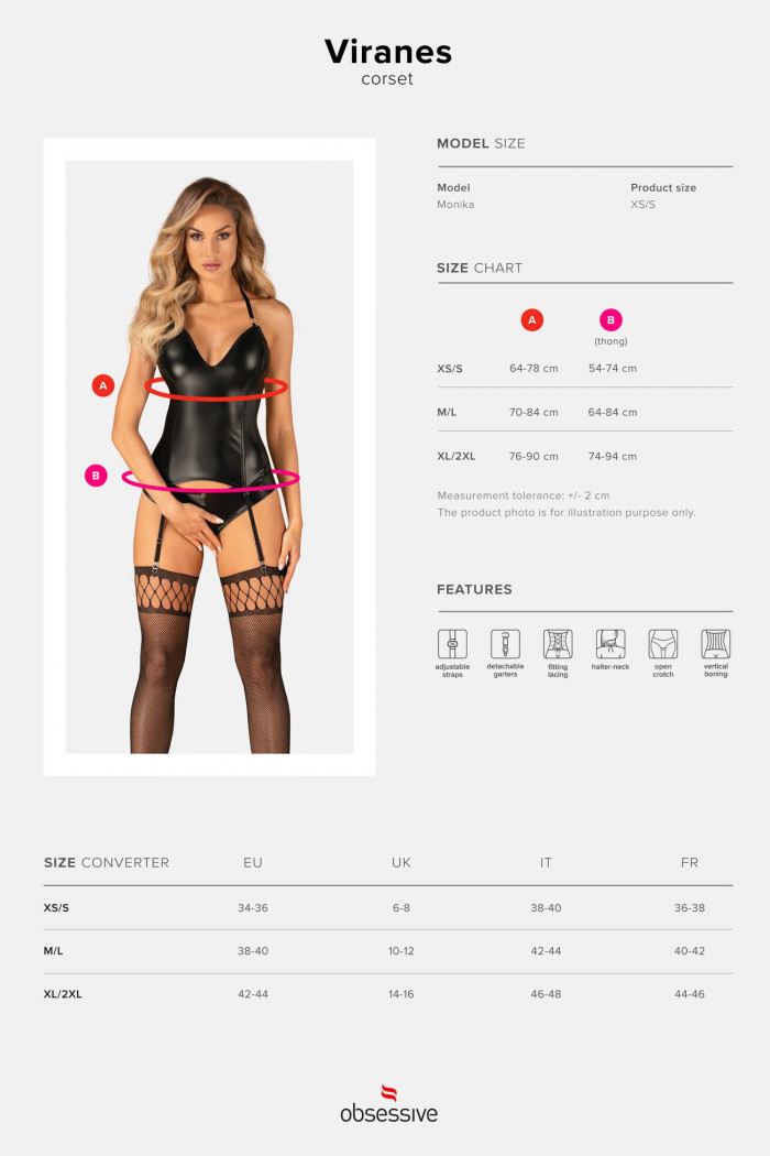 Корсет латексний з відкритими трусиками Obsessive Viranes — Купити в Dorin.shop | Ціна, Фото