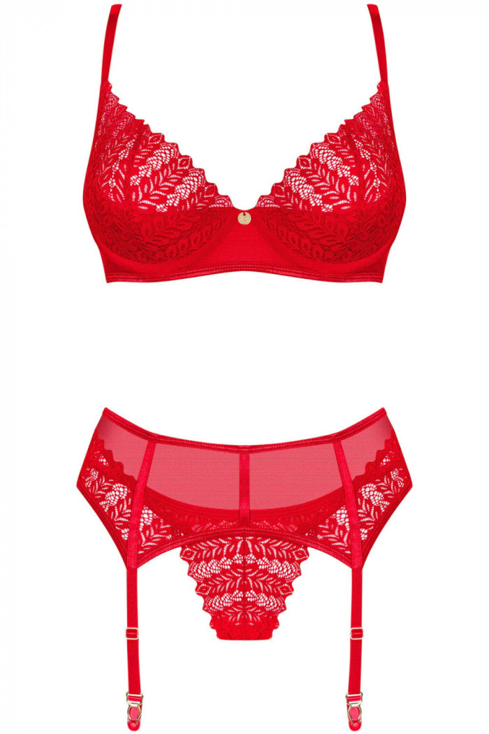 Комплект білизни з поясом для панчіх Obsessive Ingridia garter belt set — Купити в Dorin.shop | Ціна, Фото