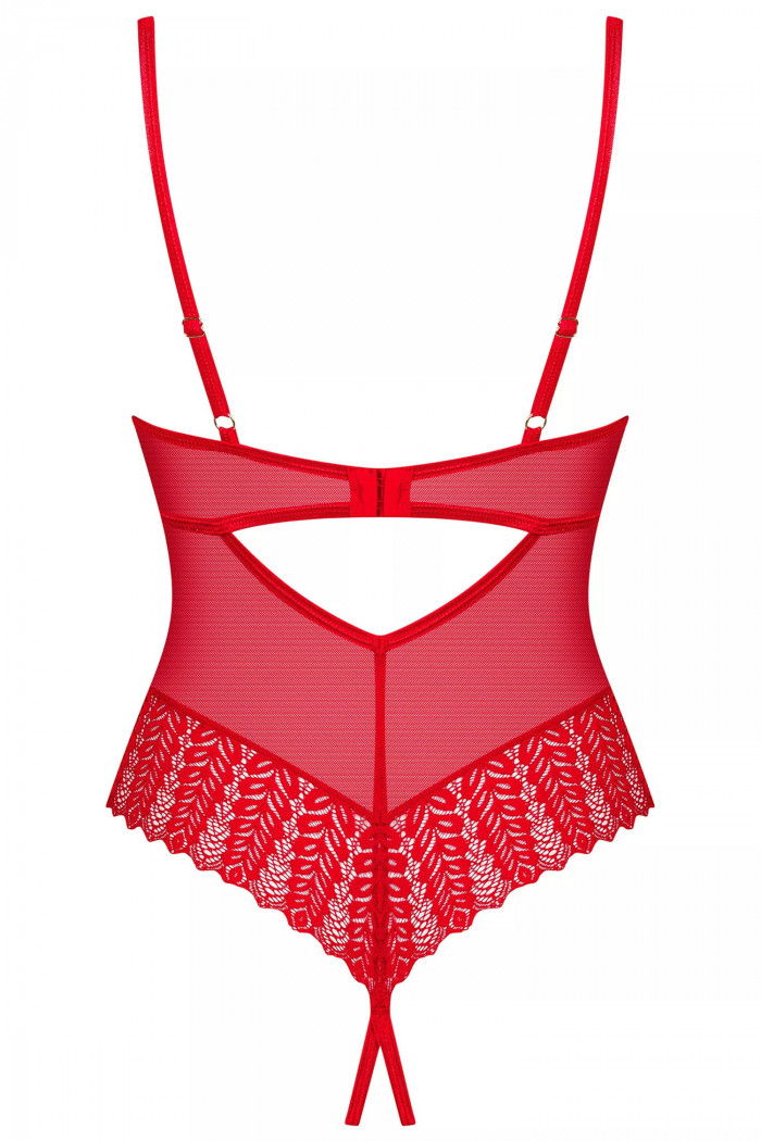 Боди красное открытое с вырезами Obsessive Ingridia  — Заказать онлайн с доставкой