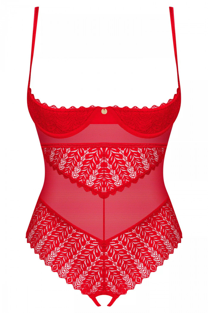 Боди красное открытое с вырезами Obsessive Ingridia  — Заказать онлайн с доставкой