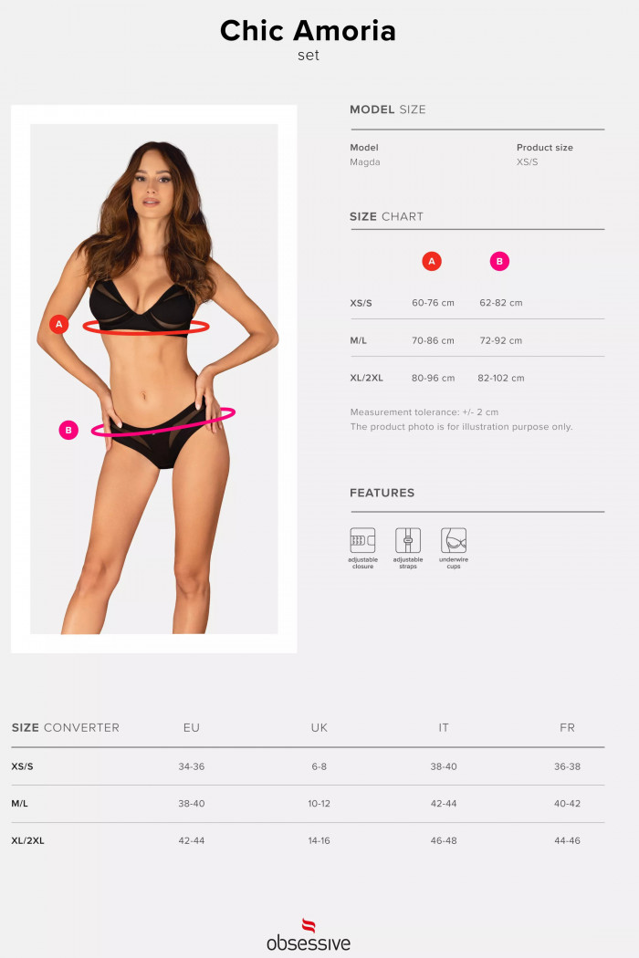 Комплект белья Obsessive Chic Amoria set  — Заказать онлайн с доставкой