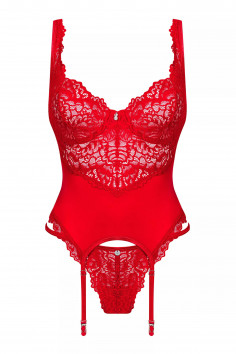 Корсет мереживний червоний з трусиками Obsessive Amor Cherris corset — Купити в Dorin.shop | Ціна, Фото 2