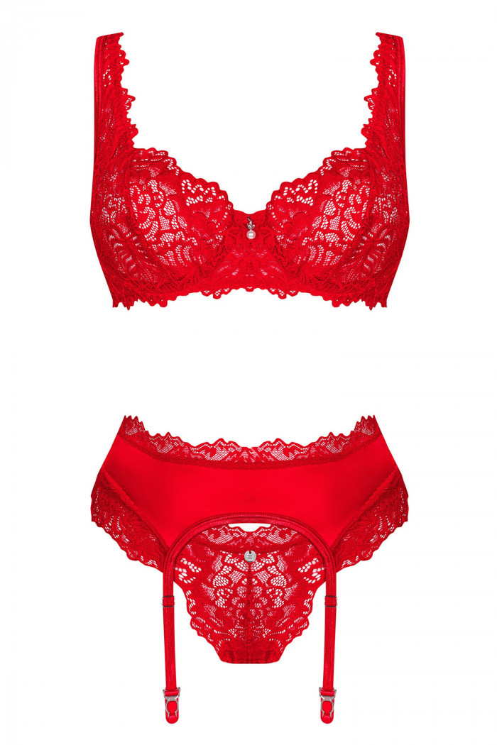 Комплект белья с поясом для чулок Obsessive Amor Cherris set  — Заказать онлайн с доставкой