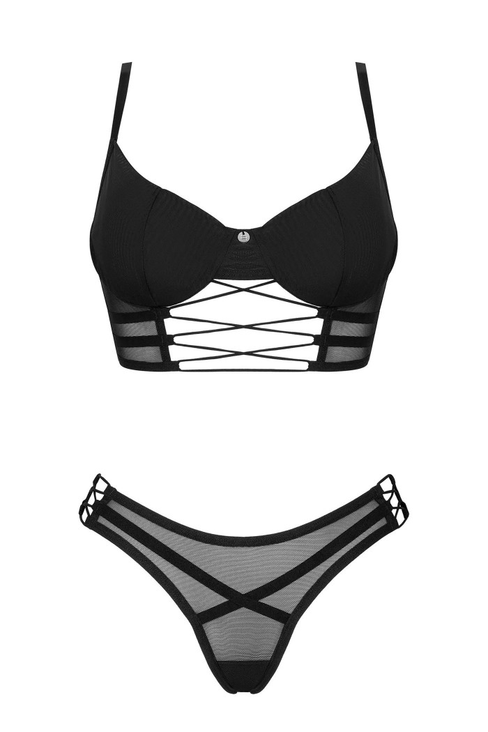 Комплект белья со шнуровкой Obsessive Roxelia set  — Заказать онлайн с доставкой