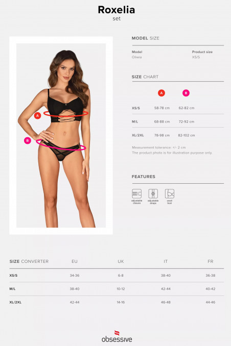 Комплект білизни зі шнурівкою Obsessive Roxelia set — Купити в Dorin.shop | Ціна, Фото
