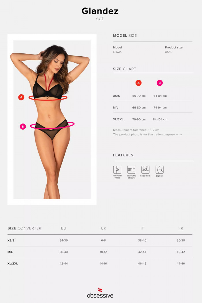 Комплект белья прозрачный Obsessive Glandez set  — Заказать онлайн с доставкой