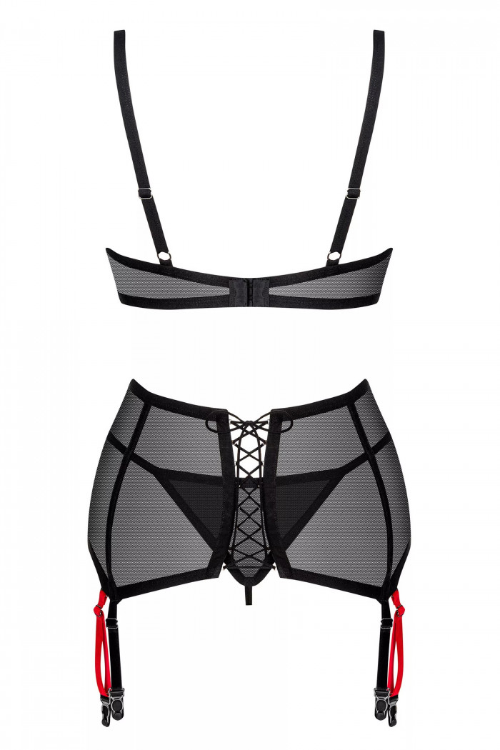 Комплект белья прозрачный с поясом Obsessive Glandez garter belt set  — Заказать онлайн с доставкой
