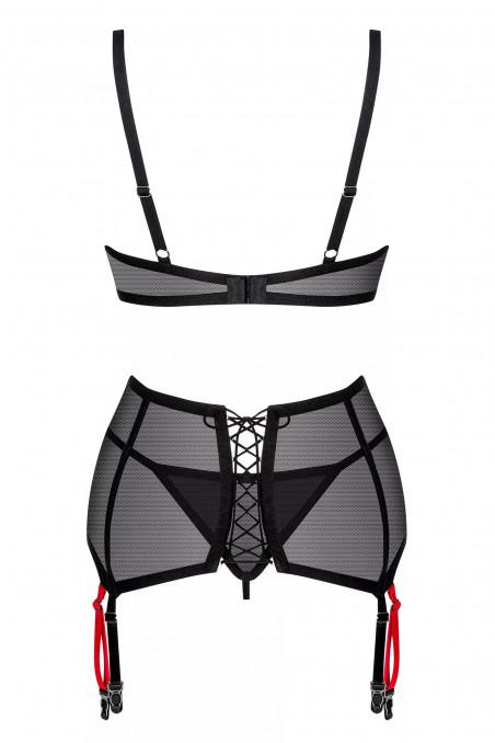 Комплект білизни прозорий з поясом Obsessive Glandez garter belt set — Купити в Dorin.shop | Ціна, Фото