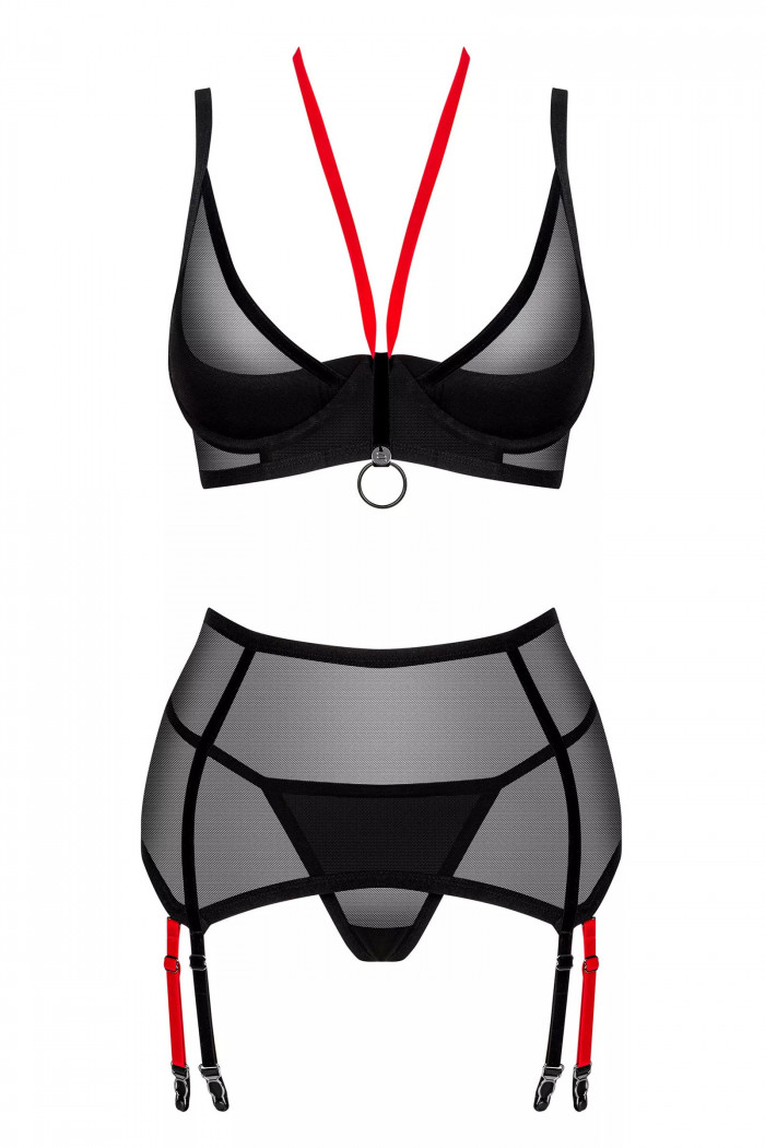 Комплект белья прозрачный с поясом Obsessive Glandez garter belt set  — Заказать онлайн с доставкой