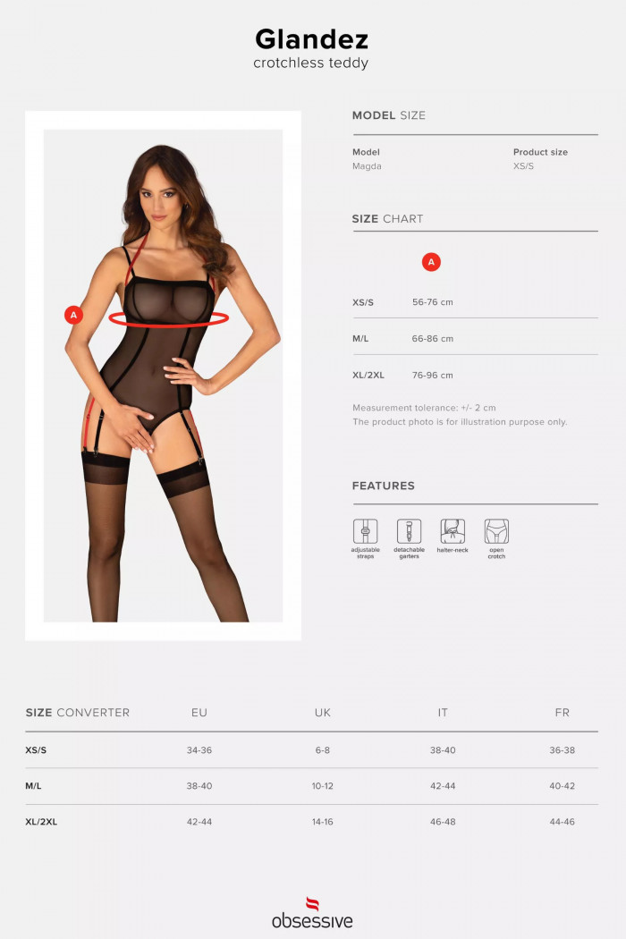 Боді прозорий з вирізом бікіні Obsessive Glandez otwarte — Купити в Dorin.shop | Ціна, Фото