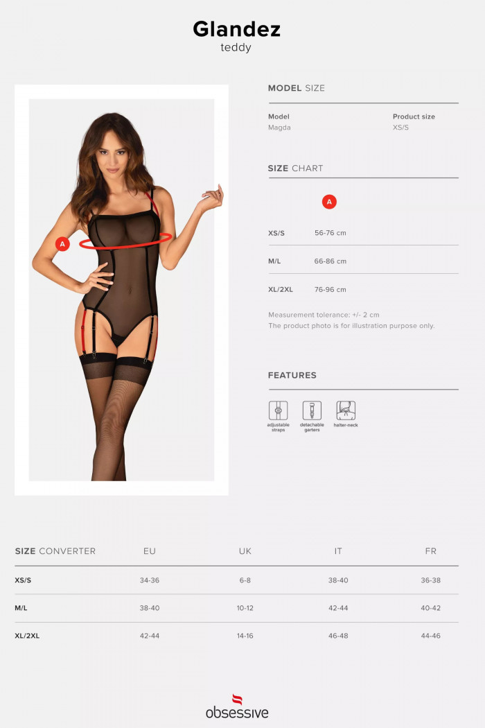 Боди прозрачный с пажами для чулок Obsessive Glandez  — Заказать онлайн с доставкой