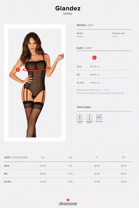 Боді прозорий з підв'язками для панчох Obsessive Glandez — Купити в Dorin.shop | Ціна, Фото