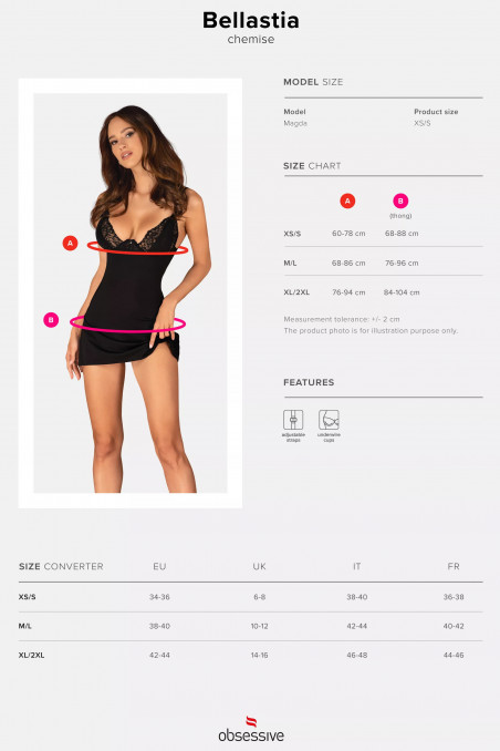 Комбінація нічна з трусиками Obsessive Bellastia chemise — Купити в Dorin.shop | Ціна, Фото