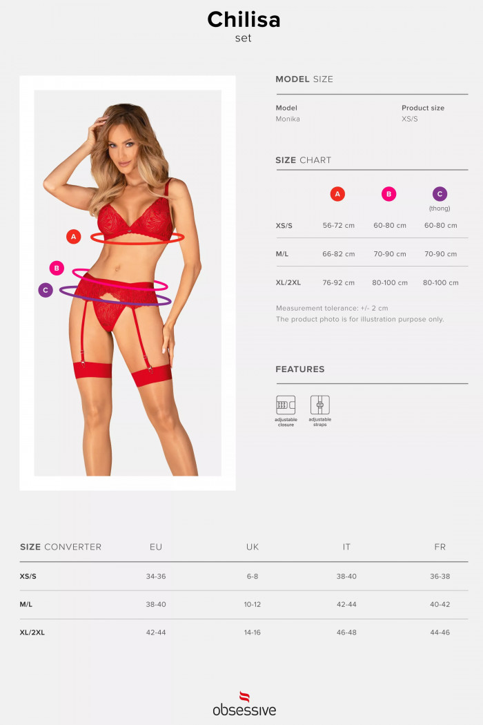 Комплект белья с поясом для чулок Obsessive Chilisa set  — Заказать онлайн с доставкой