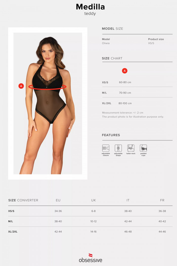 Боди полупрозрачное Obsessive Medilla  — Заказать онлайн с доставкой